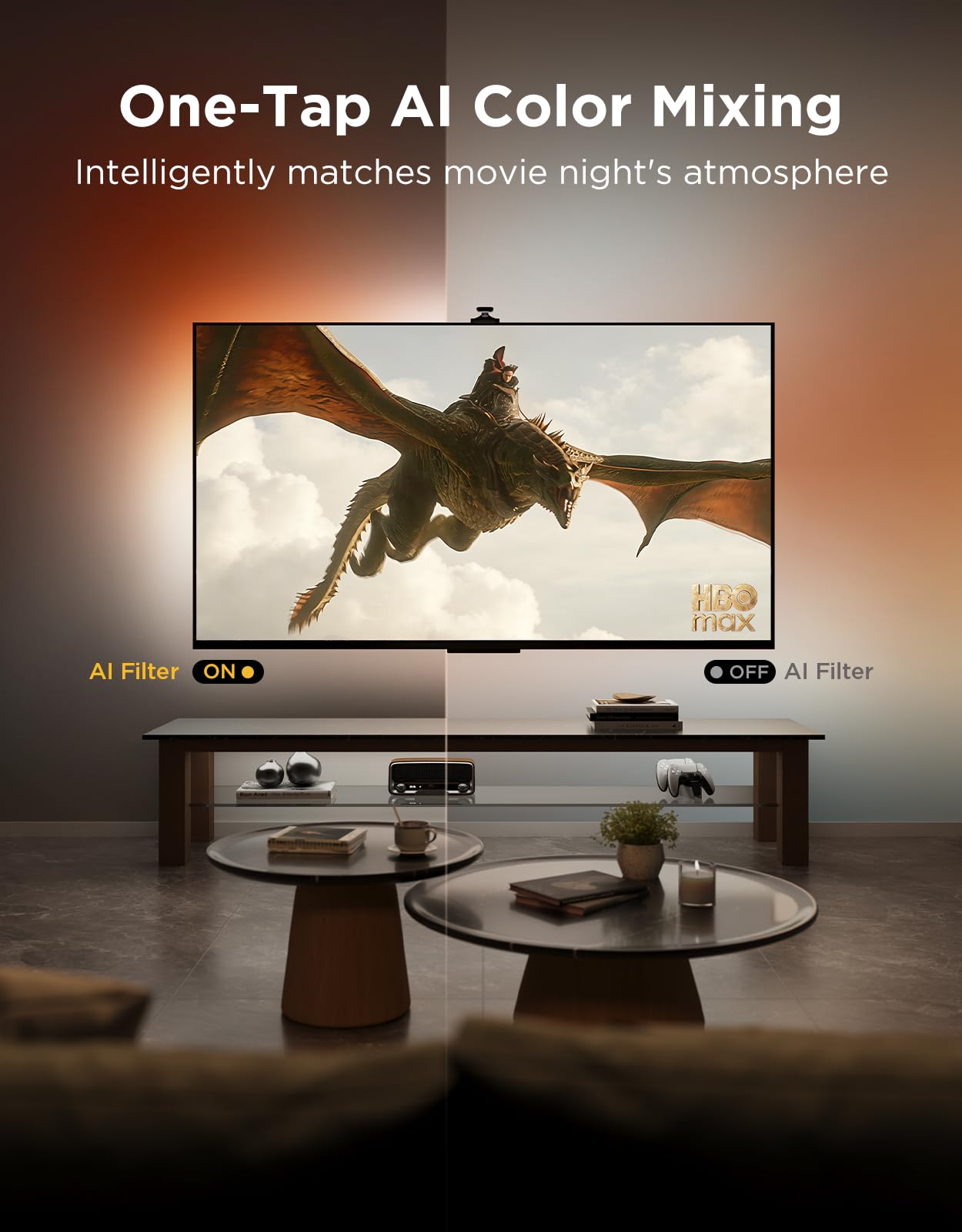 Govee TV Backlight 3 Pro with HDR Triple Camera, 11.8ft 5-in-1 RGBWWIC LED Strip Lights that Change with 55-65 Inch TVs, 75LEDs/m, Supports AI Filter, Smart App and Voice Control, DreamView Sync