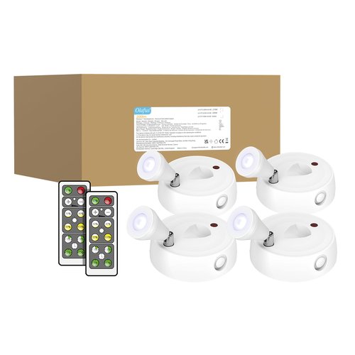 Olafus Spot Lights Indoor 4 Pack, Spotlight Battery Operated, Dimmable LED Accent Light Remote Control, 2700K Warm White Small Uplight Focus Light for Display Painting Picture Artwork Closet