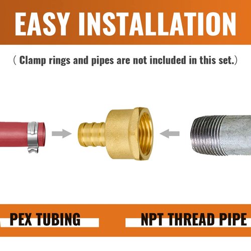 SUNGATOR 6-Pack 1/2" PEX to 1/2" Female NPT Brass Fittings, UPC Certified