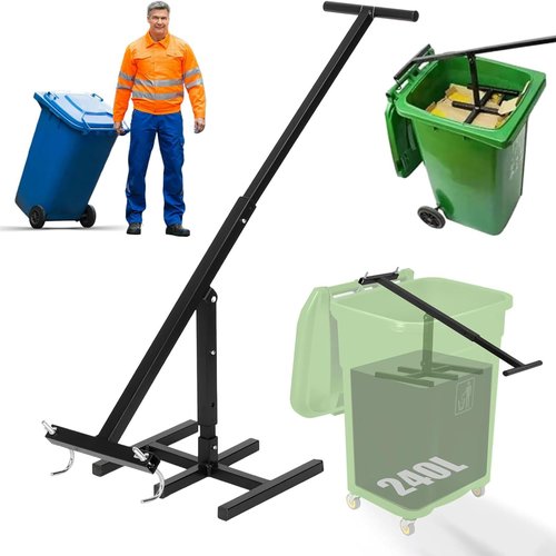 Generic Wastemate Bin Compactor, Black Iron Manual Freestanding Trash Compactor for 120/660 Litre Wheelie Bins, Reduces Volume by Up to 75%