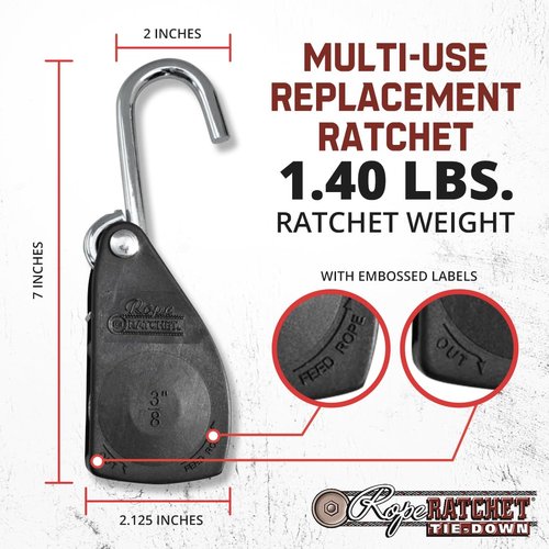 Rope Ratchet 3/8" Tie Down Pulley Hanger, Heavy Duty Locking Mechanism, Tightener for Shade Sails, Hammocks, Canopy Anchoring, Garden Hoisting, Outdoor Use, 250 lbs Capacity - No Rope Included