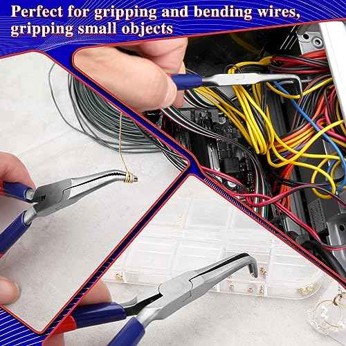 Bent Needle Nose Pliers With Serrated Jaw Mini Bent Nose Pliers With Comfort Grip Handles For Bending Wire Gripping