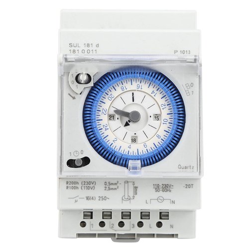 Baxnore SUL181D Mechanical Timer 24 Hours, Time Switch Relay with DIN Rail Mount, 15 Min Interval Setting for Industrial Lighting Farm Automation