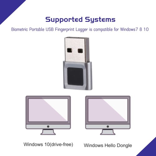 USB Fingerprint Reader Mini Fingerprint Scanner PC Dongle Windows Hello Fingerprint Reader for PC Laptop 360 Degree Touch Speedy Matching Biometric Portable USB Fingerprint Logger for Windows 10/11