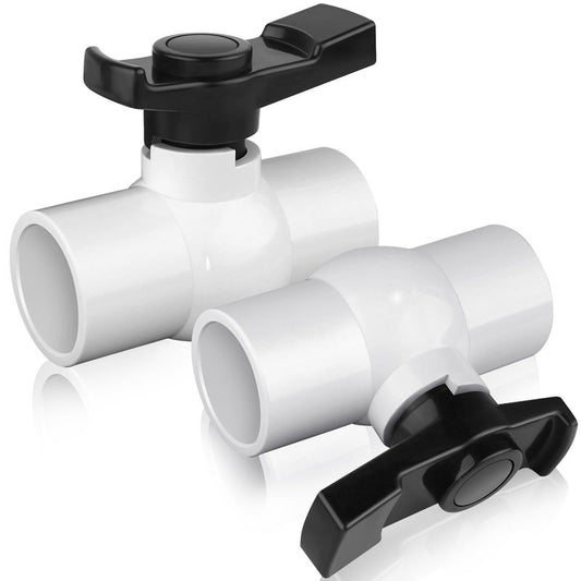 FANOVO PVC Ball Valve 1-1/2 inch, 2Pack 1.5 inch PVC Shut Off Valve with Double Socket Full Flow Port, Schedule 40 Plastic Control Valve, Using for Commercial、Swimming Pool, Irrigation System