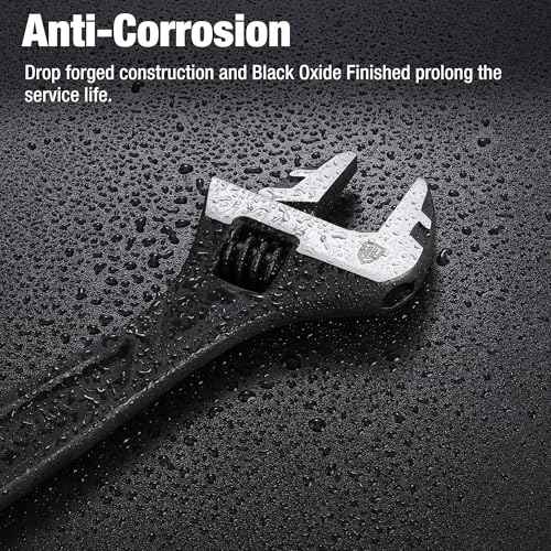 WORKPRO 8" Adjustable Wrench, Black Oxide Wrench 8 Inch with Inch/Metric Scale, Premium Cr-V Steel