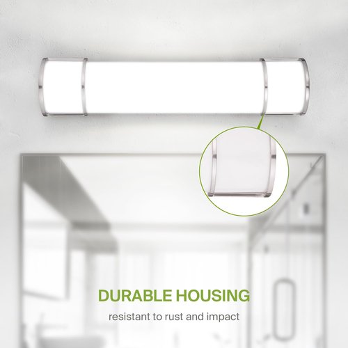 ASD LED 24 Inch Flush Mount Vanity Lighting Fixture | 25W 1950LM 3000K-5000K 120V | 3CCT, Dimmable, Energy Star, ETL Listed | Bathroom Linear Wall Light Bar, Long Tube Bath Sconce | Nickel