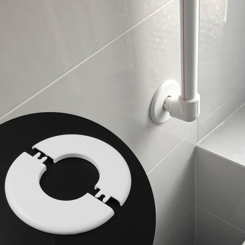 Antrader 4 Pack 2 Inch ABS Round Escutcheon Plate Plastic Wall Hole Decoration Cover Wall-Mounted Water Pipe Cover Round Shower Faucet Decorative Cover, White