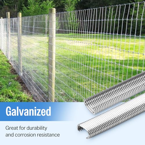 Meite Galvanized Hog Ring Staples 16 Gauge 1/2" Crown 3,600 Counts for Fencing & Upholstery