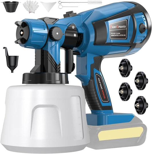 Cordless Paint Sprayer for Dewalt 20V MAX Battery Electric Spray Paint Gun with High Capacity Container Easy to Clean for House Painting Blue(Not Include Battery)