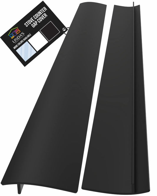 Linda’s Essentials Silicone Stove Gap Covers (2 Pack), Heat Resistant Oven Gap Filler Seals Gaps Between Stovetop and Counter, Easy to Clean Stove Gap Guard (25 Inches, Black)