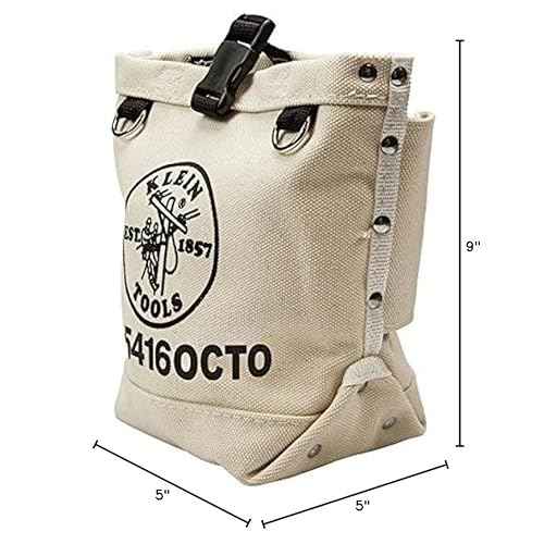 Klein Tools 5416OCTO Tool Bag, Bull-Pin and Bolt Pouch, No. 4 Canvas with Tunnel Connection, 5 x 5 x 9-Inch