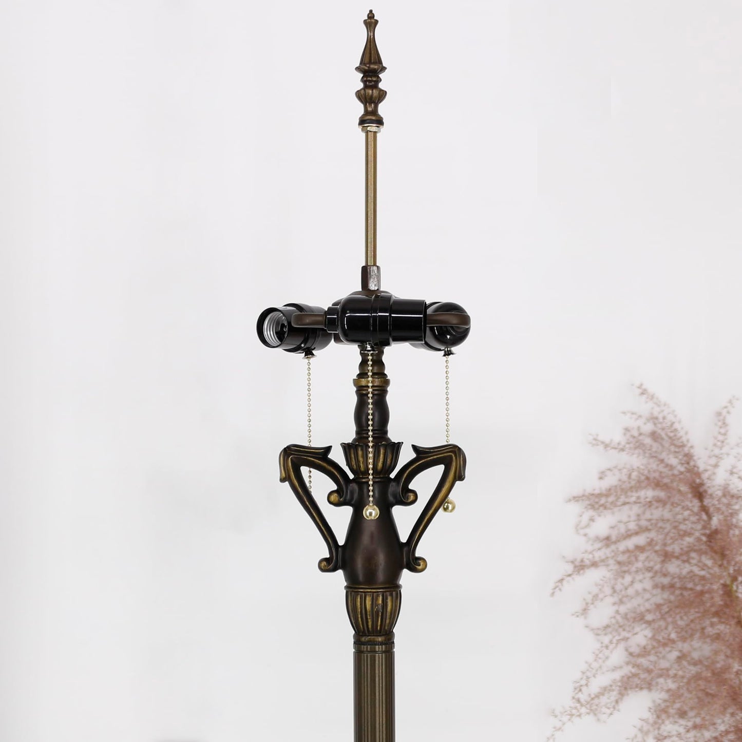 TCODTPOL Tiffany Floor Lamp Base Only, for 16-24 Inch Stained Glass Lampshade Height 71 Inch Bronze Finished Resin Base Antique Standing Lighting Base Replacement Only Wide 11 Inch(B (W11H71 Inch))