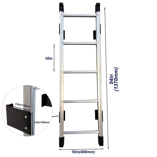 BIGalleons Basement Ladder 5 Rung, 54in H Aluminum Window Well Ladders, Fire Escape Ladder in Humid Environments with Load Capacity up to 500lbs Egress, Escape or Bunk Bed Laddering
