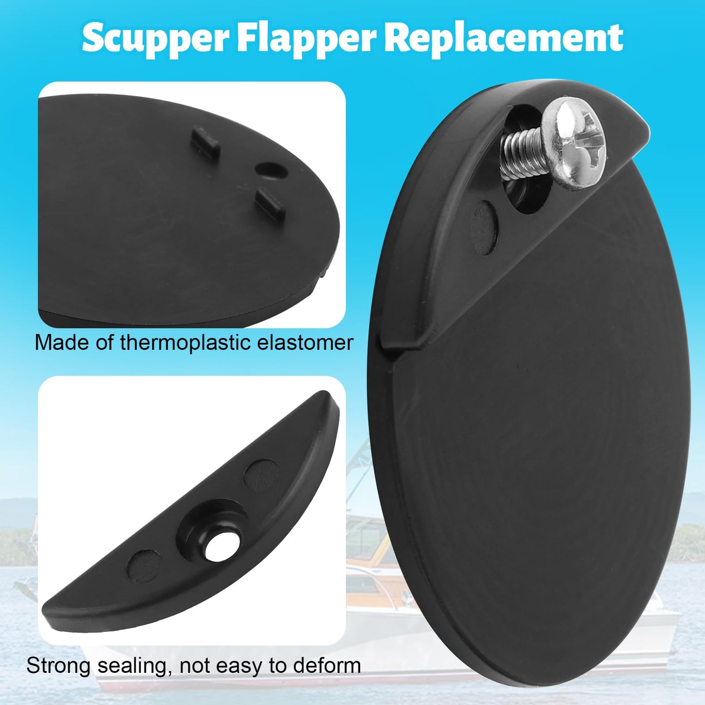 1-3/4" Boat Scupper Flapper Replacement - for Boats Stainless Steel and Plastic Thru Hull Scuppers Scupper Valves Repair Kit - 2 Pcs