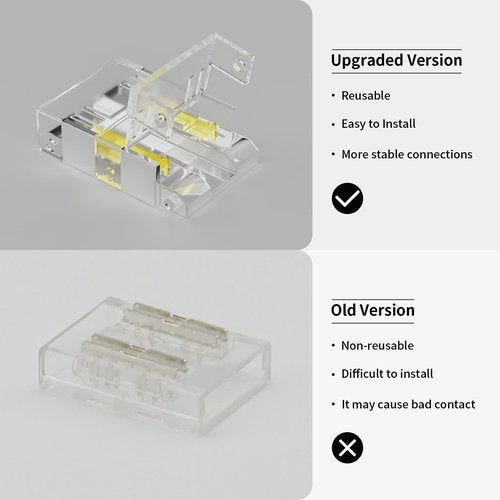 PAUTIX 10mm Connectors for CCT COB LED Strip Light 3 Pin Solderless Terminal Extension Connection Kit,4pcs Dual End Extension Connectors,2pcs Strip to DC Plug Extension Wire,4pcs Gapless Connectors