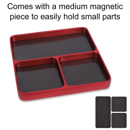 Magnet Tool Tray, 3.94x3.94 Inch 3 Compartments Magnetic Parts Tray Screws and Bolts Organizer for Storing Sockets Screws Small Parts Garage Home Outdoor