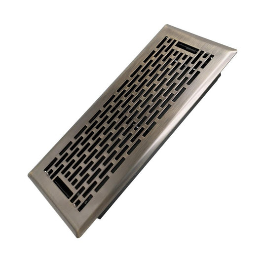 Howeall 4x10 Inches Heavy Duty Walkable Floor Register - Easy Adjust Air Supply Lever Decorative Floor Vent Covers - Boston Design Vent Covers for Home - Antique Brass