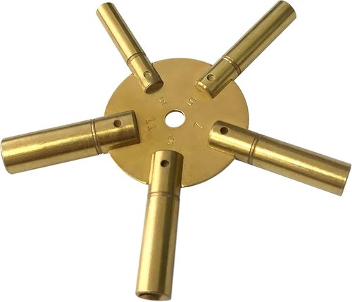 Odd Key Universal Solid Brass Clock Winding Key Antique Grandfather Clock | 3-11 Clock Key Set | Winged Brass Spider Star Pair - Odd Only