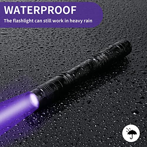 Black UV Flashlight 2 Pack - 395nm Mini Pen Light with Clip Waterproof for Pet Urine, Stains, Leak Detection