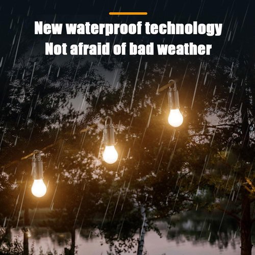 Solar Rechargeable Hooked Camping Light, Waterproof Portable Solar Camping Light, 3 Light Modes Adjustable Camping Lamps for Hiking, Party, Camping, Fishing (4Pcs)