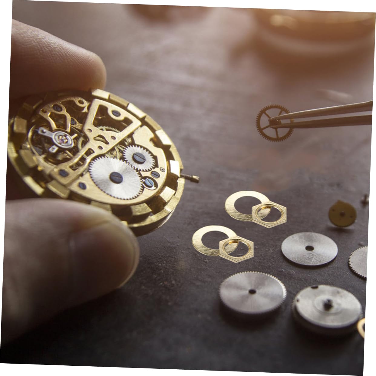 Unomor 10 Sets of Nut and Washer Wall Clock Repair Kit Quartz Mechanism Fittings for DIY Clock Assembly Replacement Parts for Clock Maintenance and Repair