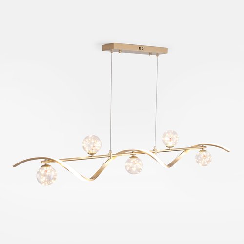 Weibath 6-Light LED Linear Kitchen Island Lighting in Gold with Glass Globe Shade Dimmable Ceiling Light