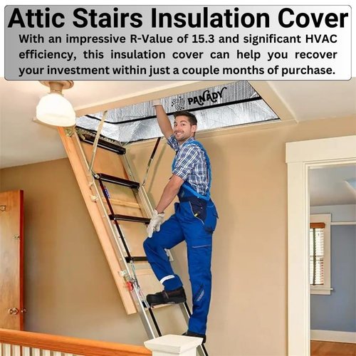 PANADY Attic Stairs Insulation Cover - 25 In x 54 In x 11 In - Class A Fireproof Attic Door Insulation Cover - Attic Access Insulation Cover - Attic Stairway Insulator - Attic Ladder Insulation Cover