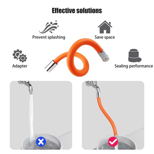 Faucet Extension Tube,360 Degree Rotatable Extender Hose,Bendable/Shapable/Flexible Water Tap Pipe,Splash Proof Foaming Mouth,Kitchen/Bathroom/Garden Tool,Copper Connector/Adapter,Black(17.7in/45cm)