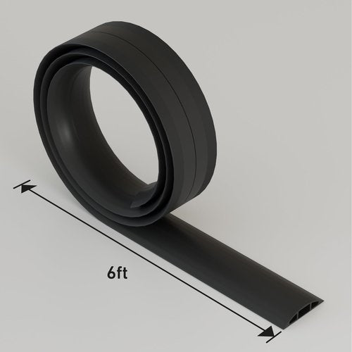 D-Line 6ft Floor Cord Cover, Cable Protector, Hide Extension Cords, Protect Cords, Prevent Cable Trips, Heavy Duty Cord Hider - Cable Cavity = 0.63" (W) x 0.31" (H) - Black
