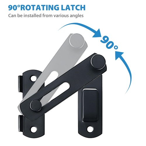 Alise 4 inch Flip Latch Gate Latches, Safety Door Lock for Barn Wood Fence Sliding French Doors,Heavy Duty SUS304 Stainless Steel Gate Hardware. Matte Black MS9500-B