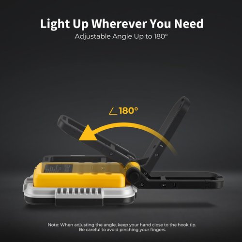BougeRV Work Light, 1500 Lumens Rechargeable Light, Magnetic Flashlight, Portable LED Lighting, 180° Rotate Job Site Lighting for Car Repairing, Camping, Outdoor, and Emergency Use (Model: WL01 PRO)