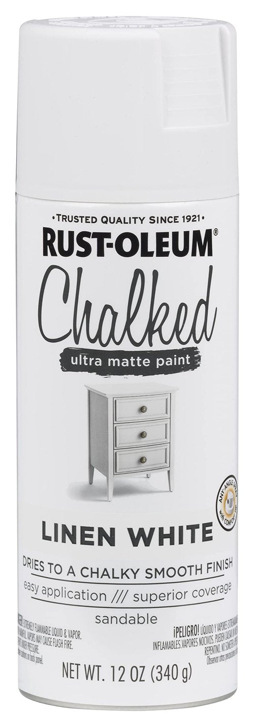 Rust-Oleum Linen White Chalked All-in-One Ultra Matte Spray Paint | One Coat Coverage | No Primer, Sanding, Or Topcoat Needed | Easy Spray Application | Made in USA | 12 OZ
