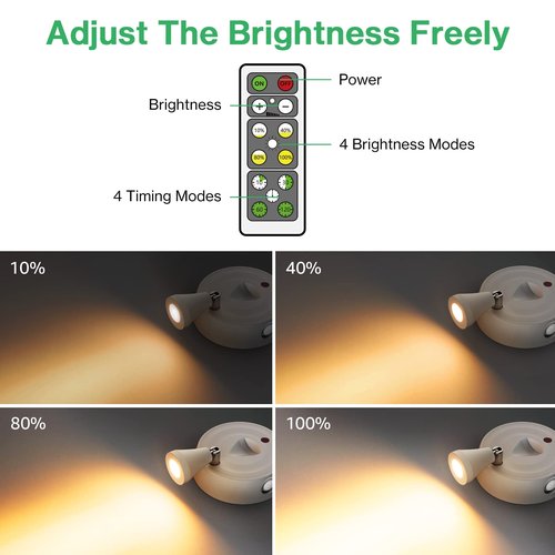 Olafus Spot Lights Indoor 4 Pack, Spotlight Battery Operated, Dimmable LED Accent Light Remote Control, 2700K Warm White Small Uplight Focus Light for Display Painting Picture Artwork Closet