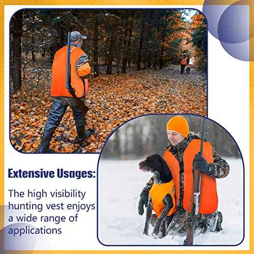 Tarpop 2 Pcs Medium Unisex Adult Orange Hunting Vest for Men Women Blaze Orange High Visibility Safety Hunting Vest