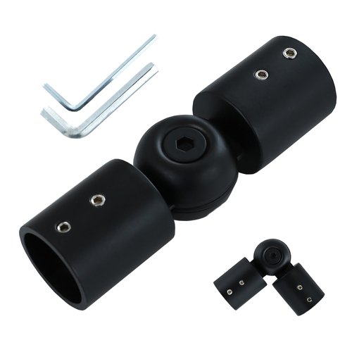 1" Window Corner Curtain Rod Connector 1 pcs Black, Adjustable Curtains Pole Hinged Elbow Rods Extender for Bay Window Curtain Rods or Corner Drapery Blinds Rods