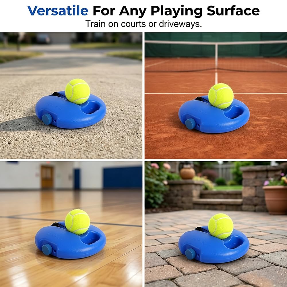 HISKI Tennis Ball Training Baseboard, Tennis Trainer Equipment Set, Tennis Trainer Ball with String, Tennis Trainer Rebound Ball, Multifunction Tennis Practice Rebounder for Backyard (Blue-1PC)