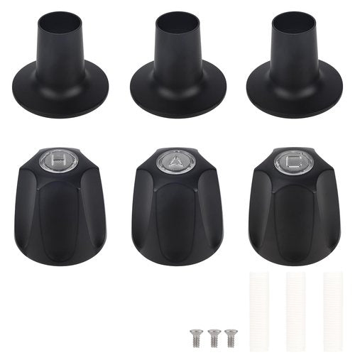 Tinoaly 3pcs Shower Knobs Replacement Kit, Matte Black Shower Knobs Include Base Connectors Screws Compatible with pfister Verve Bathtub Faucet Handle Remodel Trim Kit