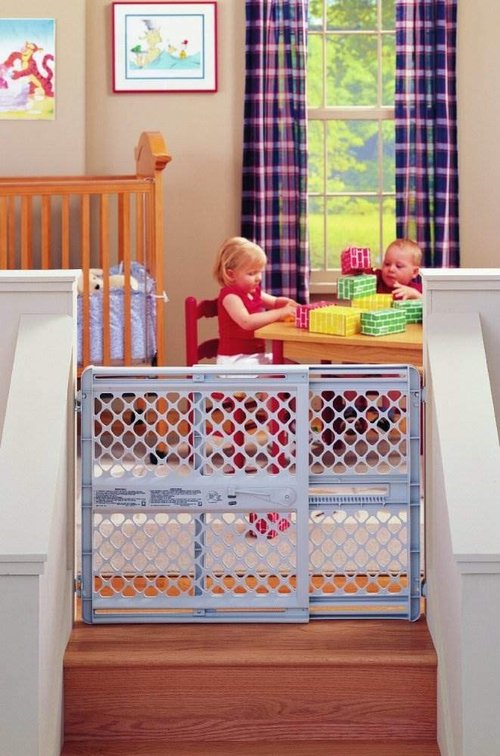 MYPET North States Universal Pet Gate: 26” - 42” Wide Dog Gate. Use as Pressure Mounted Gate or Swinging Door with Included Hardware. Dog Gates for Doorways, 26" Tall, Gray