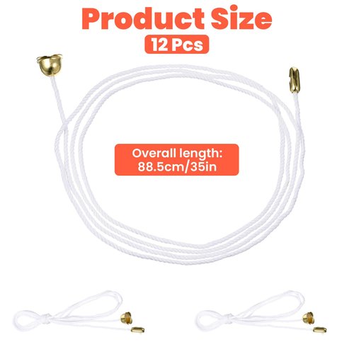 HJZHII 12 Pcs Pull Cord String, Light Bulb Switch Extender Pull Chain Extension Ceiling Fan Chain with Connector for Fixture Lights Bulb Ceiling Fan Light Fixture