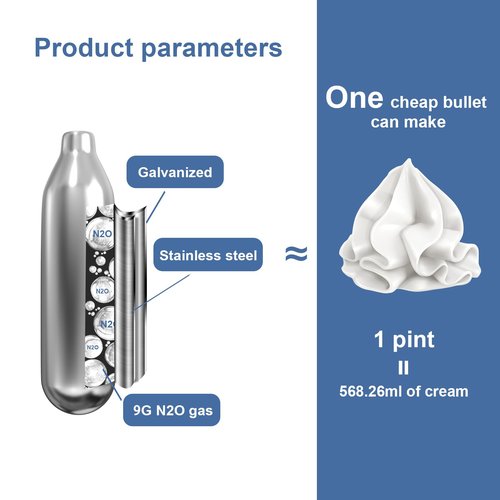 Anyuwen Whipped Cream Chargers N2O Nitrous Oxide 9-Gram Cartridge for Whipped Cream Dispenser, 100 Pack