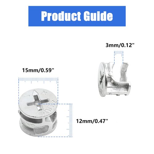 Litoexpe 10 Pcs Furniture Connecter Cam Lock Fittings 15x12mm Furniture Connecting Fastener Lock Nut for Cabinet Drawer Wardrobe Dresser