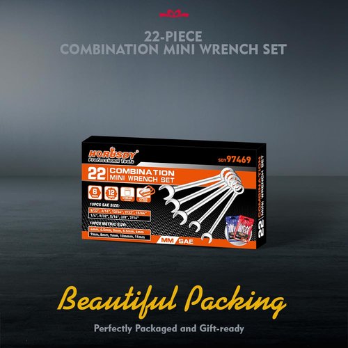 HORUSDY 20-Piece Mini Wrench Set, Metric & SAE Combination Wrench Set
