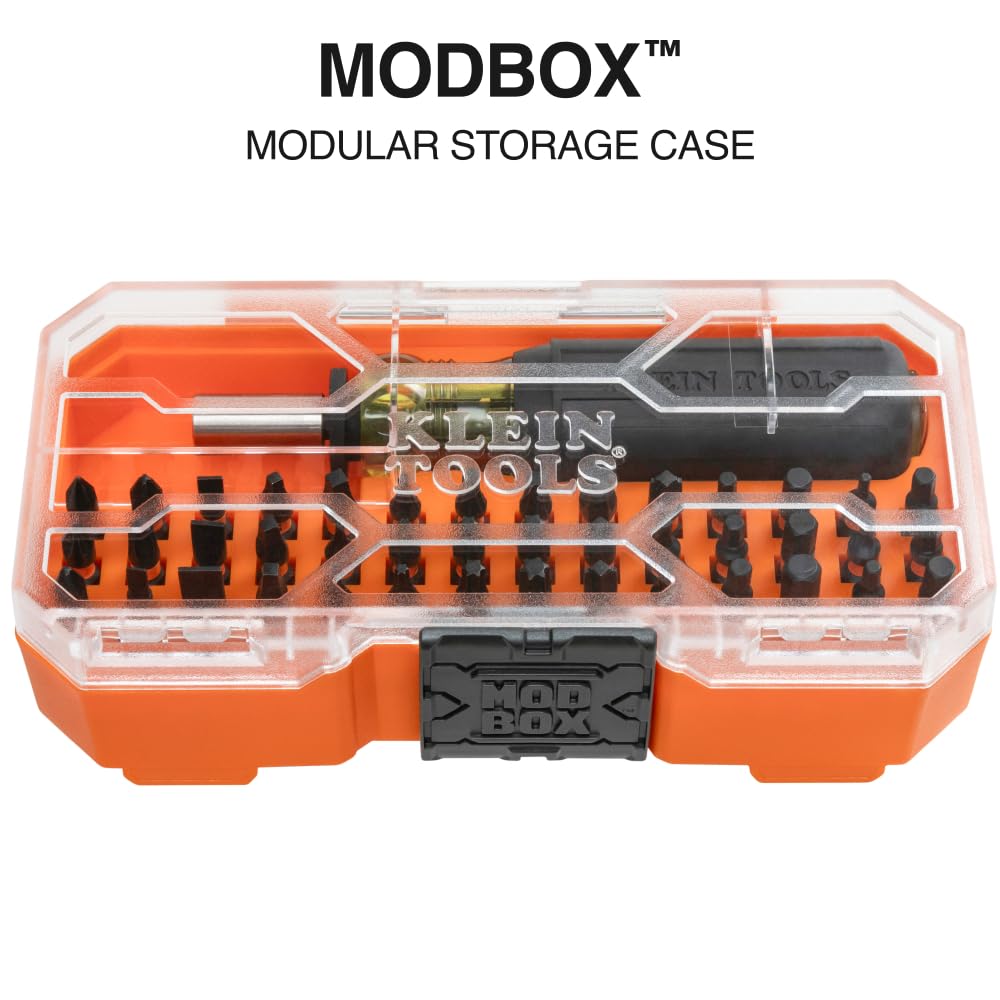 Klein Tools 33803 ProFlex 42-Bit Impact Driver Bit Set with Modular Case, S2 Steel, Magnetic, Adjustable Screwdriver