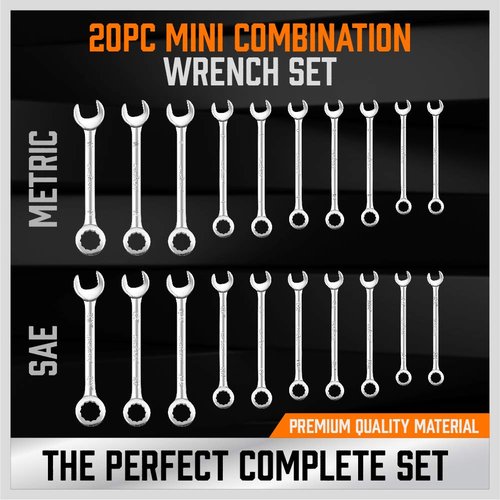 HORUSDY 20-Piece Mini Wrench Set, Metric & SAE Combination Wrench Set