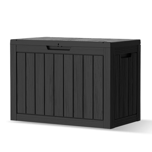 Treillage Tale Outdoor Storage Deck Box, 45 Gallon Outside Storage Box Waterproof Deck Box, Lockable Patio Storage Box UV-Resistant for Garden Furniture, Black