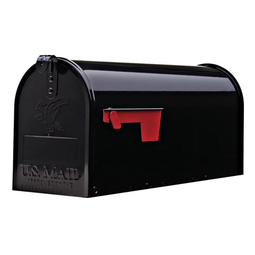 Black Galvanized Steel Medium Post-Mounted Mailbox - Curbside Mailbox