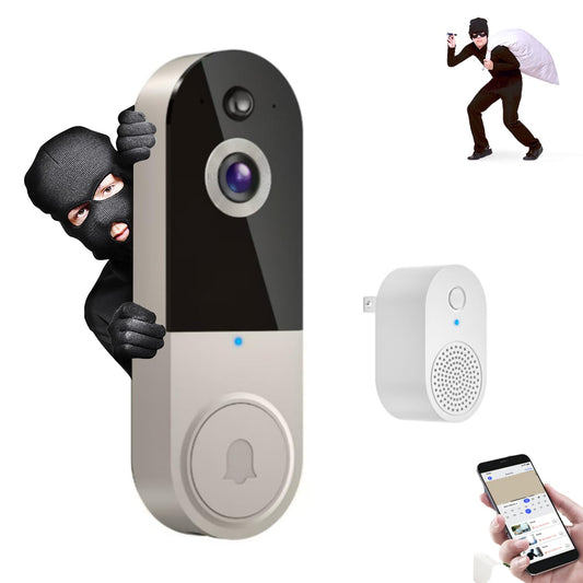 Safedoorbell, Safe Doorbell Camera Wireless, Safe Door Bell with Camera, Safe Doorbell with No Monthly Fee, Smarter Way to Protect Your Home, Wireless Wi-Fi Video Doorbell (T50 Beige)