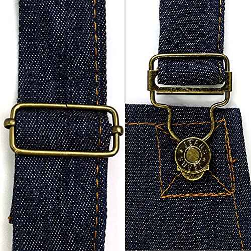 QWORK Lightweight Denim Work Apron With Pockets, Adjustable Jean Tool Apron for Men and Women