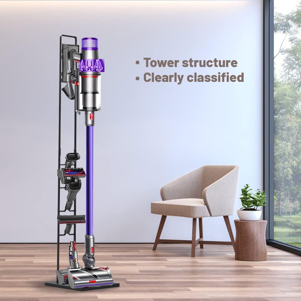 Foho Vacuum Stand for Dyson V11 V10 V8 V7 V6,Stable Metal Storage Bracket Stand Holder for Dyson Handheld DC30 DC31 DC34 DC35 DC58 DC59 DC62 Cordless Vacuum Cleaners & Accessories & Attachments